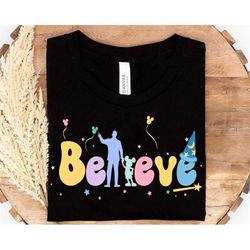 believe walt disney and mickey partners shirt / disney magic kingdom / sorcerer mickey hat / walt disney world / disneyl