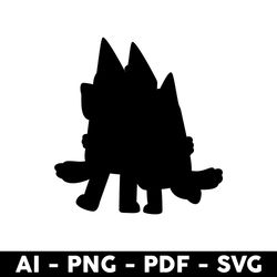 bluey and bingo silhouette svg, bingo svg, bluey svg, bluey dog svg, dog svg, cartoon svg - digital file