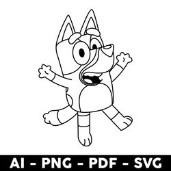 bluey outline svg, bluey heeler svg, bluey svg, bluey dog svg, cartoon svg - digital file
