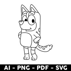 chilli svg, chilli outline svg, chilli bluey friends svg, bluey svg, bluey dog svg, cartoon svg - digital file