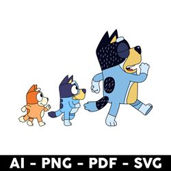 bluey family svg, bluey svg, bluey dog svg, dog family svg, cartoon svg - digital file