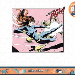 marvel avengers black widow high kick japanese retro comic t-shirt copy png