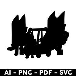 bluey family silhouette svg, bluey dog family svg, bluey svg, bluey dog svg, dog family svg, cartoon svg - digital file