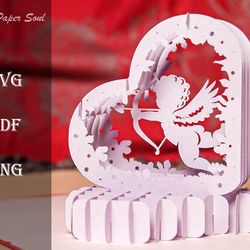 cupid pop-up card template | pop up card svg | love pop up card diy | valentine pop up card svg | paper soul craft
