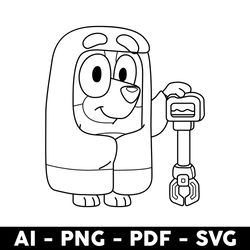 granny rita outline svg, granny rita svg, bluey svg, bluey dog svg, dog svg, cartoon svg - digital file