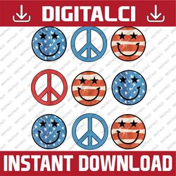 cute smiley face all american patriotic 4th of 4th of july, memorial day, american flag, independence day png file subli