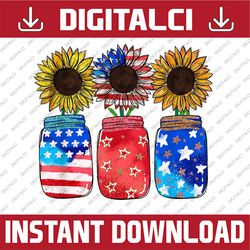 Patriotic Jar Sunflower American Flag Funny 4th Of July 4th Of July, Memorial day, American Flag, Independence Day PNG F