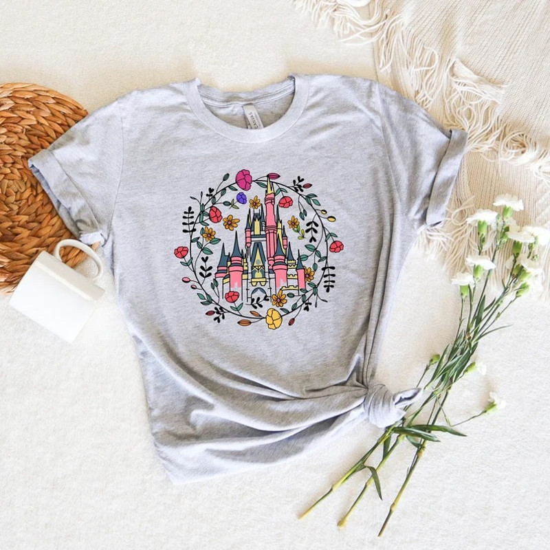 Disney World Shirt For Groups, Floral Disney Magical Castle Tee, Magical Kingdom Disney Shirt, Disneyland Shirt