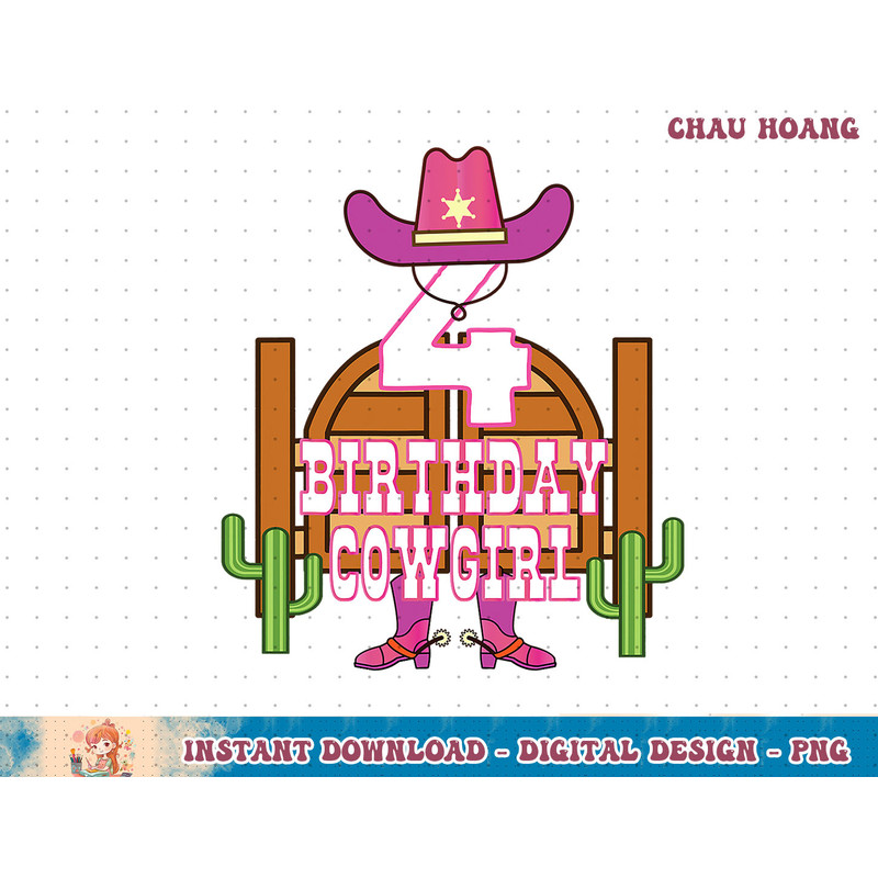 4th Birthday Cowgirl 4 Years Old Girl Rodeo Lover Party T-Shirt copy.jpg