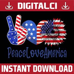 Peace Love America 4th July Patriotic Sunflower Heart Sign 4th Of July, Memorial day, American Flag, Independence Day PN