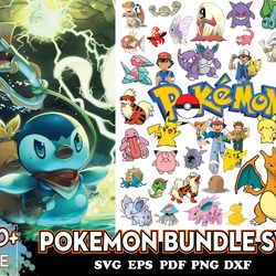 150 files pokemon bundle svg, pokemon svg, cartoon svg
