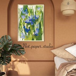 painting flowers for living room purple art print blue lowers oil painting instant download lavender wall art digital