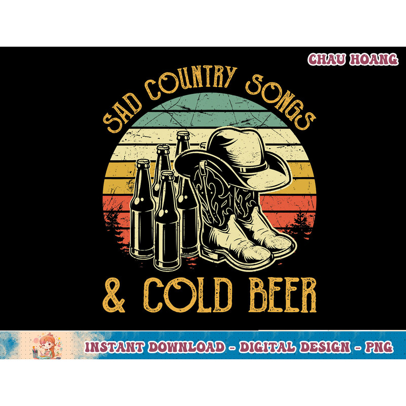 Cowboy Boots Hat Sad Country Songs & Cold Beer Music Lover T-Shirt copy.jpg