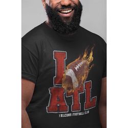 atlanta football flaming ball (i heart tee) falcons shirt with a twist. two styles to choose new tee look or worn-down d