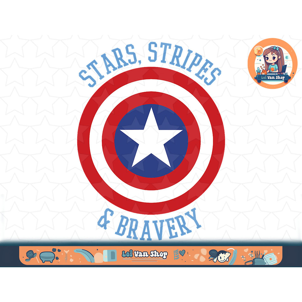 Marvel Captain America Stars Stripes Bravery Circle Shield T-Shirt copy.jpg