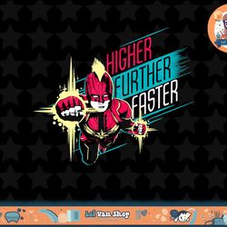 marvel captain marvel higher further faster blue t-shirt copy png