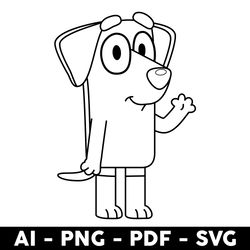 bluey jean luc outline svg, jean luc dog svg, bluey svg, bluey dog svg, cartoon svg - digital file