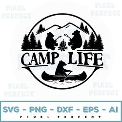 camping svg, camp life svg, camping bears svg for silhouette or cricut, digital clip arpng for sublimation, instant down