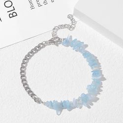 natural aquamarines quartzs chip stone beads bracelets for women