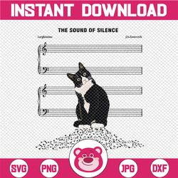 The Sound Of Silence, Cat On Music Note, Cat Is Silence, Black and White Cat, Cat Owner, Cat Lovers, Gift For Friend, Pn