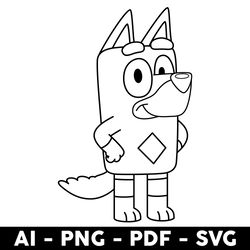 bluey rusty outline svg, rusty dog svg, rusty svg, bluey svg, bluey dog svg, cartoon svg - digital file