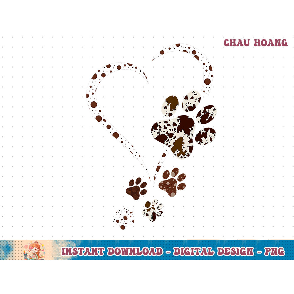 Dog Paw Love Heart Print Shirts For Women Dog Mom Graphic T-Shirt copy.jpg