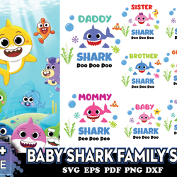 8 baby shark family svg, cute shark svg, shark shirt svg
