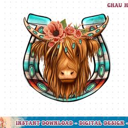 floral highland cow heifer horseshoe western country cowboy tank top copy png
