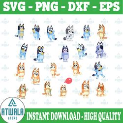 21 designs bluey svg bundle | bluey svg | bluey birthday | bluey party supplies | bluey birthday decorations| dog|png|ep