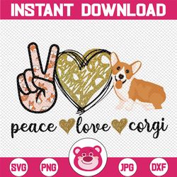 peace love corgi, corgi sublimation png digital download, peace love corgi glitter corgi png, corgi sublimation design c