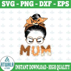 bluey mum messy hair bun glasses png mom png mommy png gift bluey mom ladies png