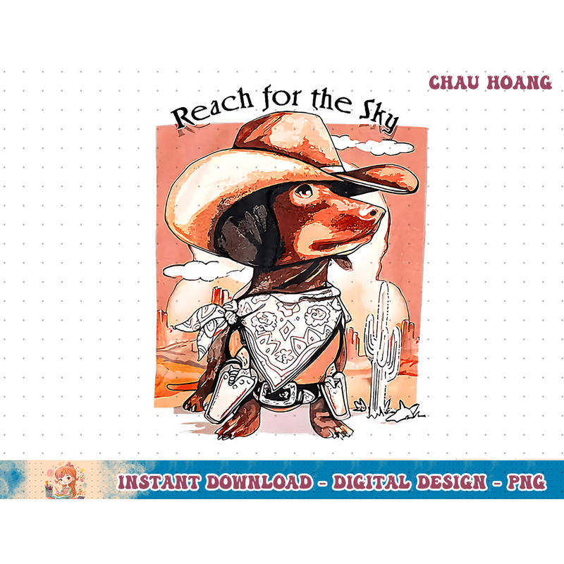 Funny Dachshund Dog Cowboy Hat Reach Sky Western Puppy Retro T-Shirt copy.jpg