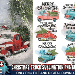 christmas truck sublimation png bundle, christmas png, christmas truck png, xmas png, merry christmas png, santa png, ch