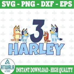 personalized bluey and bingo svg - bluey birthday - kids birthday, bluey birthday svg png birthday girl boy bluey bingo