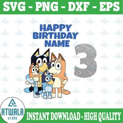 personalized bluey png, bluey family png, bluey party animated tv series, bluey birthday png clipart,download