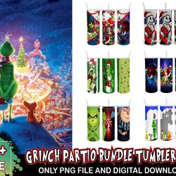 6 files grinch part10 bundle tumbler png, grinch tumber png, christmas png, grinch png, skinny tumbler 20oz, 20oz design