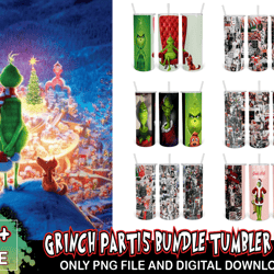 6 files grinch part15 bundle tumbler png, grinch tumber png, christmas png, grinch png, skinny tumbler 20oz, 20oz design