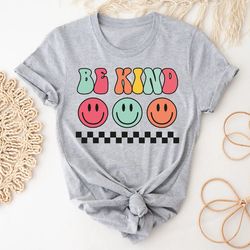 be kind shirt, smiley face shirt, positive shirt, retro be kind shirt,boho kindness shirt, boho rainbow shirt