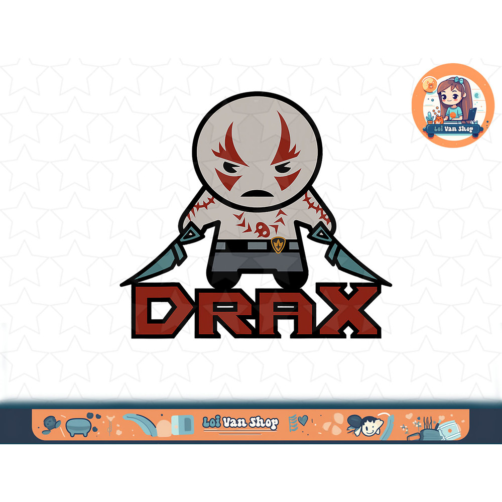 Marvel Guardians Drax Weapons Out Kawaii Graphic T-Shirt T-Shirt copy.jpg