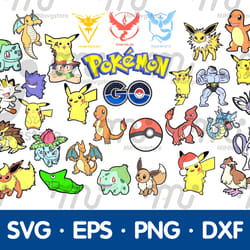 100 file pokemon svg mega bundle svg eps png, for cricut, silhouette, digital, file cut