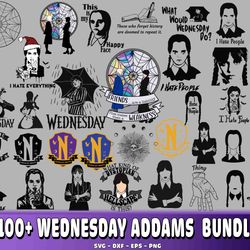 100 file wednesday addams bundle svg