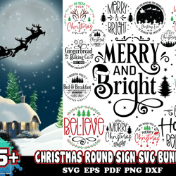 25 design christmas round sign svg bundle, christmas svg, xmas svg, merry christmas svg, instant download