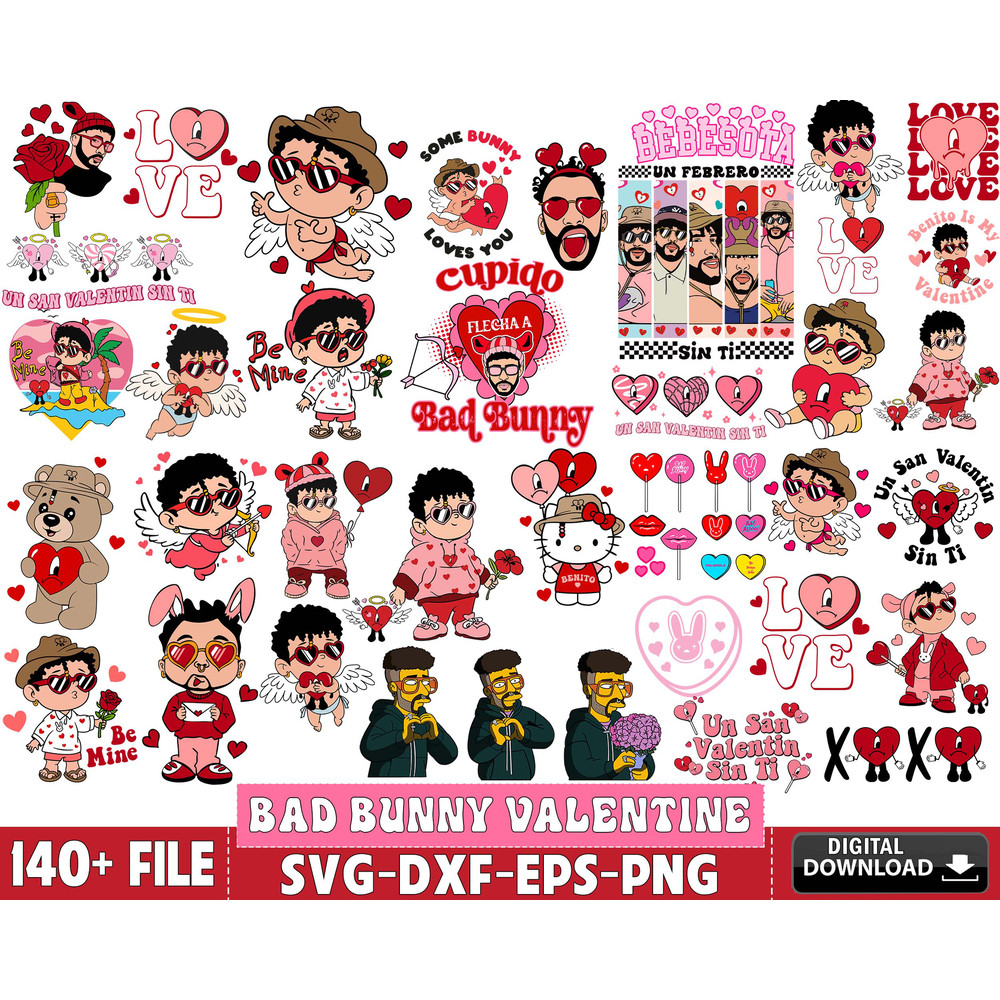 140+ file Bad Bunny valentine bundle SVG , Bad Bunny valentine.jpg