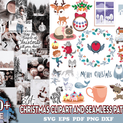 500 christmas clipart and seamless pattern bundle, christmas png, xmas png, merry christmas png, santa png, christmas cl