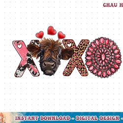 highland cow with heart western cowhide leopard valentine t-shirt (2) copy png