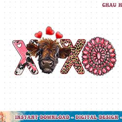 highland cow with heart western cowhide leopard valentine t-shirt copy png
