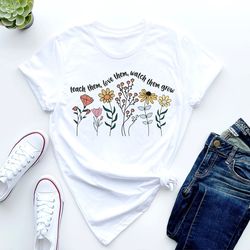 cute floral teacher shirts,teach them love them watch them grow, kindergarten teacher shirt, back to school shirt, teach