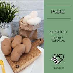 Felt Potato Pattern, DIY Felt Food Template for Kids, Felt Vegetables for Kitchen Decor