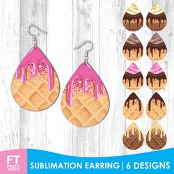Waffle Earring Bundle - Pink Teardrop Earrings PNG, Summer Earring Design