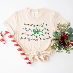 disney christmas light shirt, mickey christmas light shirt, xmas light tee, holiday t-shirt, family matching shirt, disn